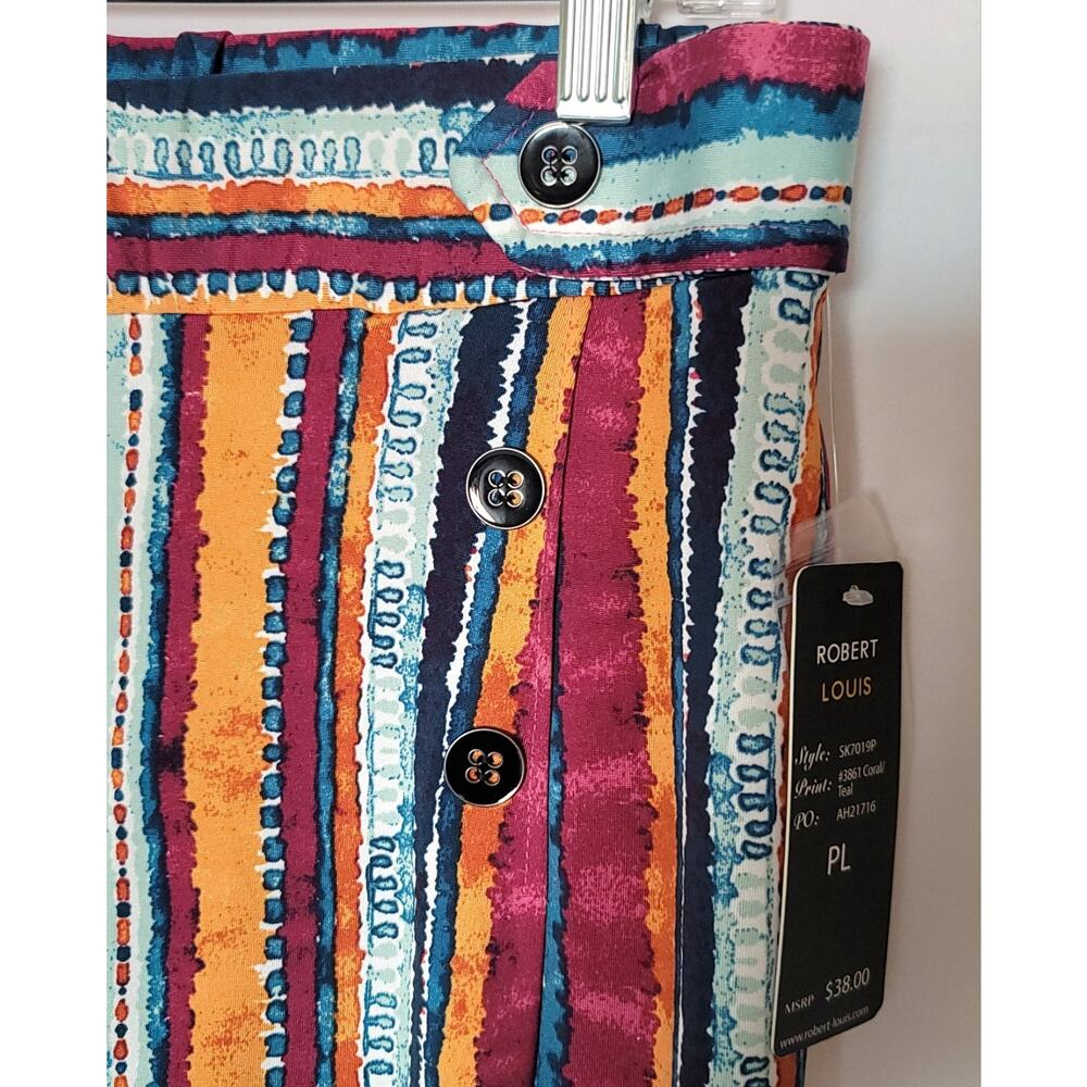 Robert Louis Women's Stretch Loose/Wide Leg Coral/Teal Pants w/ Pockets Sz: PL - Picture 9 of 16